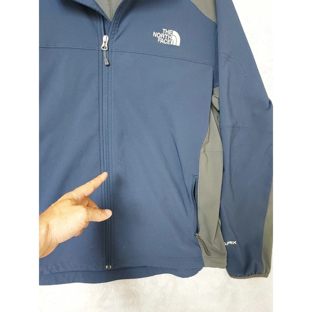 The North Face Jacket Mens Large Apex Softshell Full Zip Blue Gray Outdoor Hike